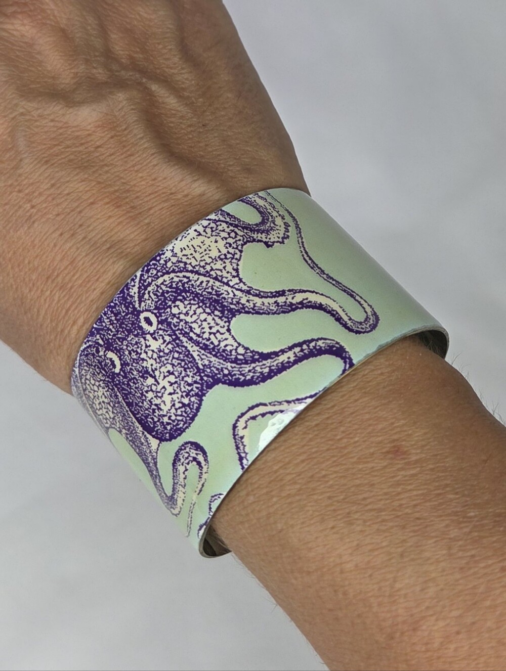 Purple Octopus Print Mint Cuff Bracelet - Fashion Wearable